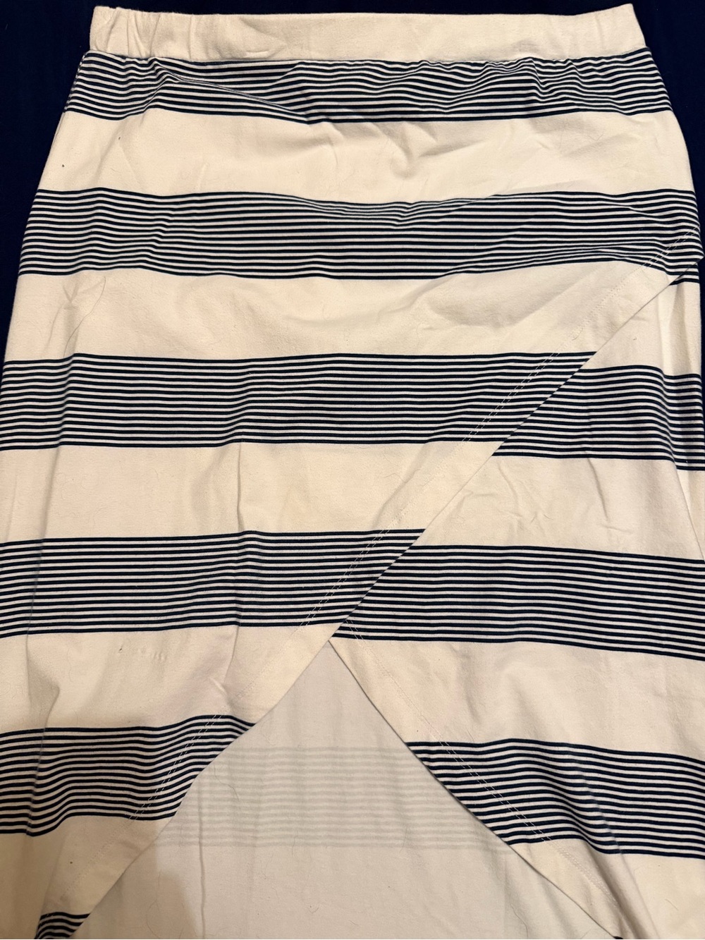 Roxy Striped Navy and White Wrap-Front Skirt